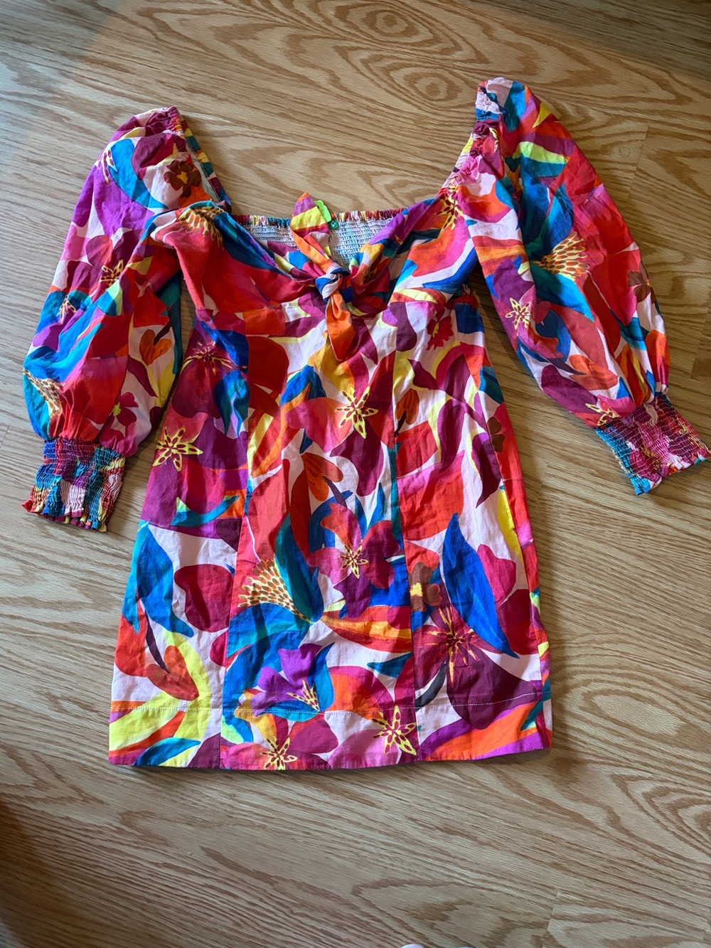Farm Rio Erika Multi Color Floral Dress Tropical Size L
